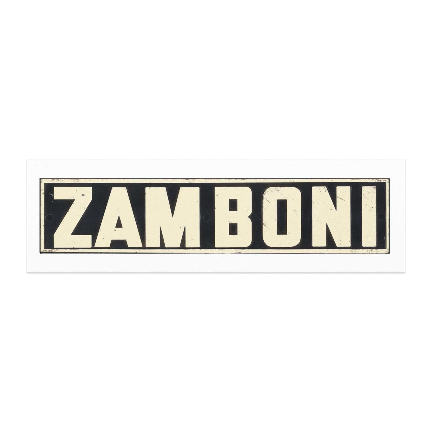 Original Zamboni nameplate magnet with matte finish and magnetic back