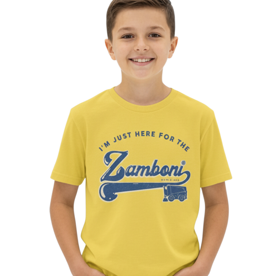 Zamboni | Streaker Sports | I'm Just Here for the Zamboni Youth Tee Yellow