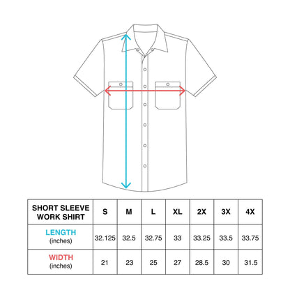 Zamboni Service Work Shirt heavyweight cotton drill short sleeve button-up with embroidered patch and dual chest pockets