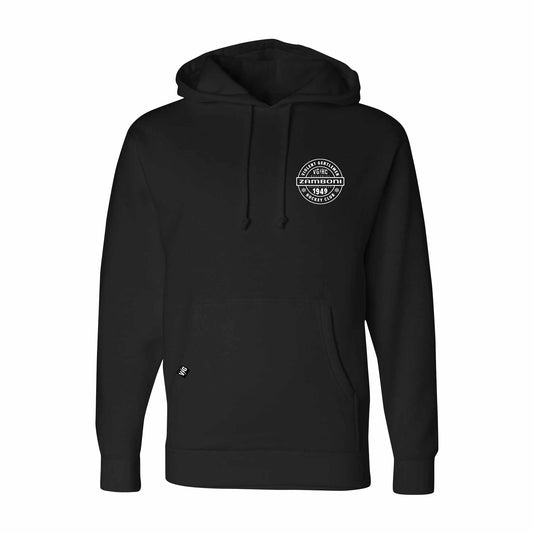 Zamboni 1949 Pullover Hoodie showcasing premium heavyweight fabric and hockey-inspired design.