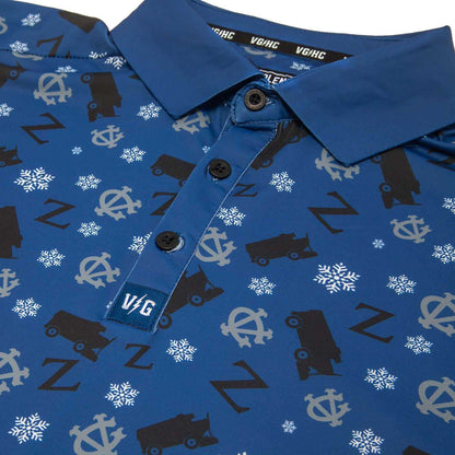 Zamboni Winger Flex Polo with all-over Zamboni Ice Resurfacer print, standard fit, moisture-wicking fabric.
