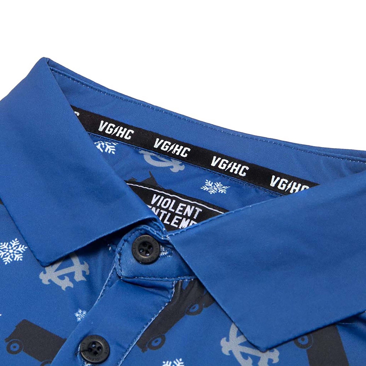 Zamboni Winger Flex Polo with all-over ice resurfacer print and embossed buttons