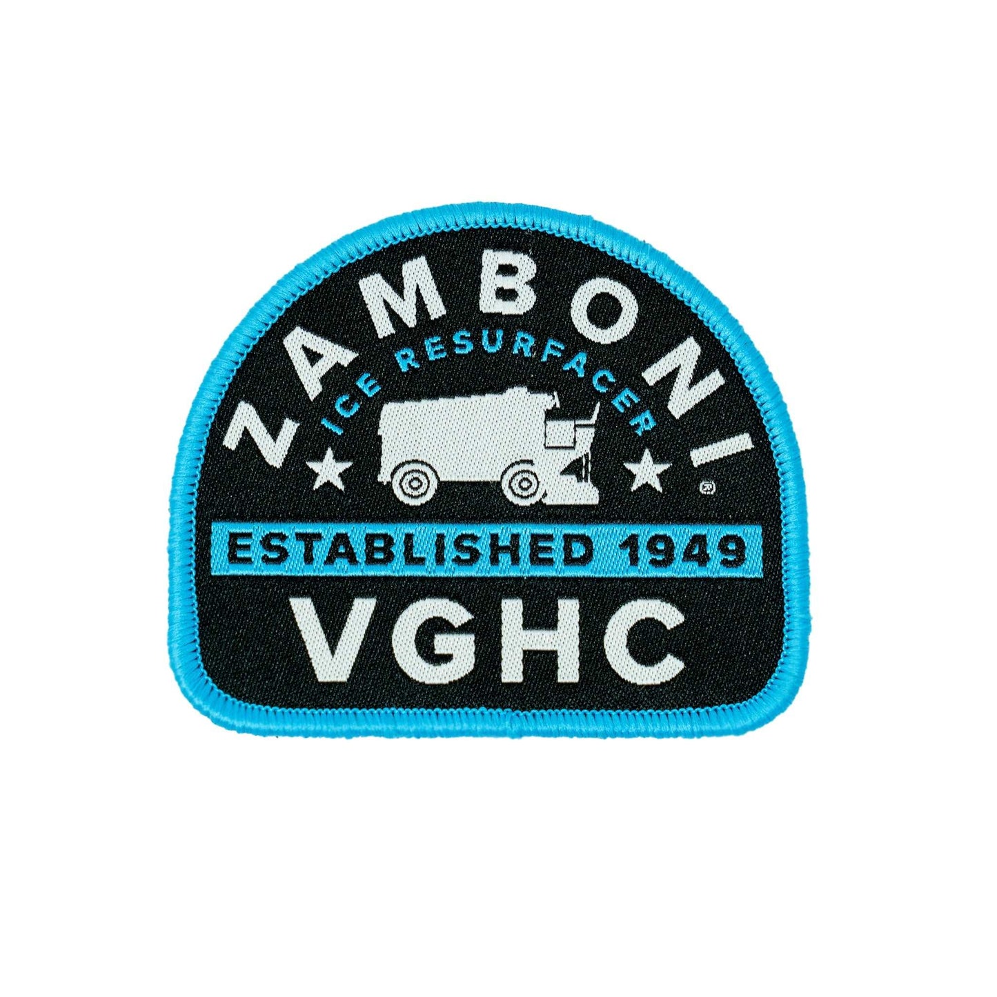 Zamboni Ice Resurfacer 75th Celebration woven velcro patch 3x2.5 inches
