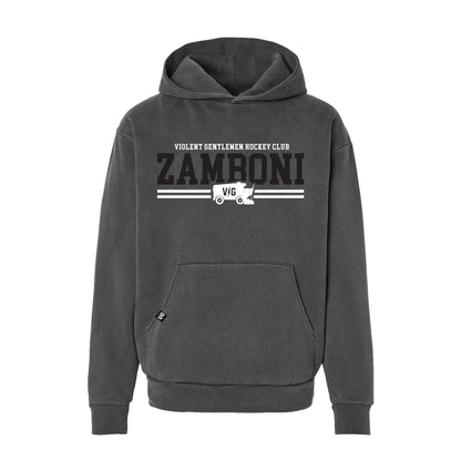 Two Line Pass relaxed pullover hooded sweatshirt with boxy fit and double layer hood