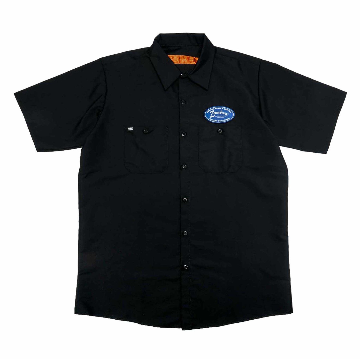 Zamboni Service Work Shirt heavyweight cotton drill short sleeve button-up with embroidered patch and dual chest pockets