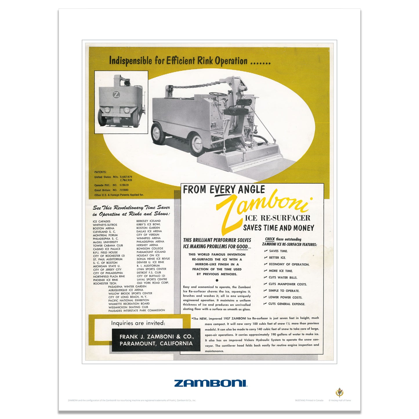Zamboni | From Every Angle Ad | 12x16 Print