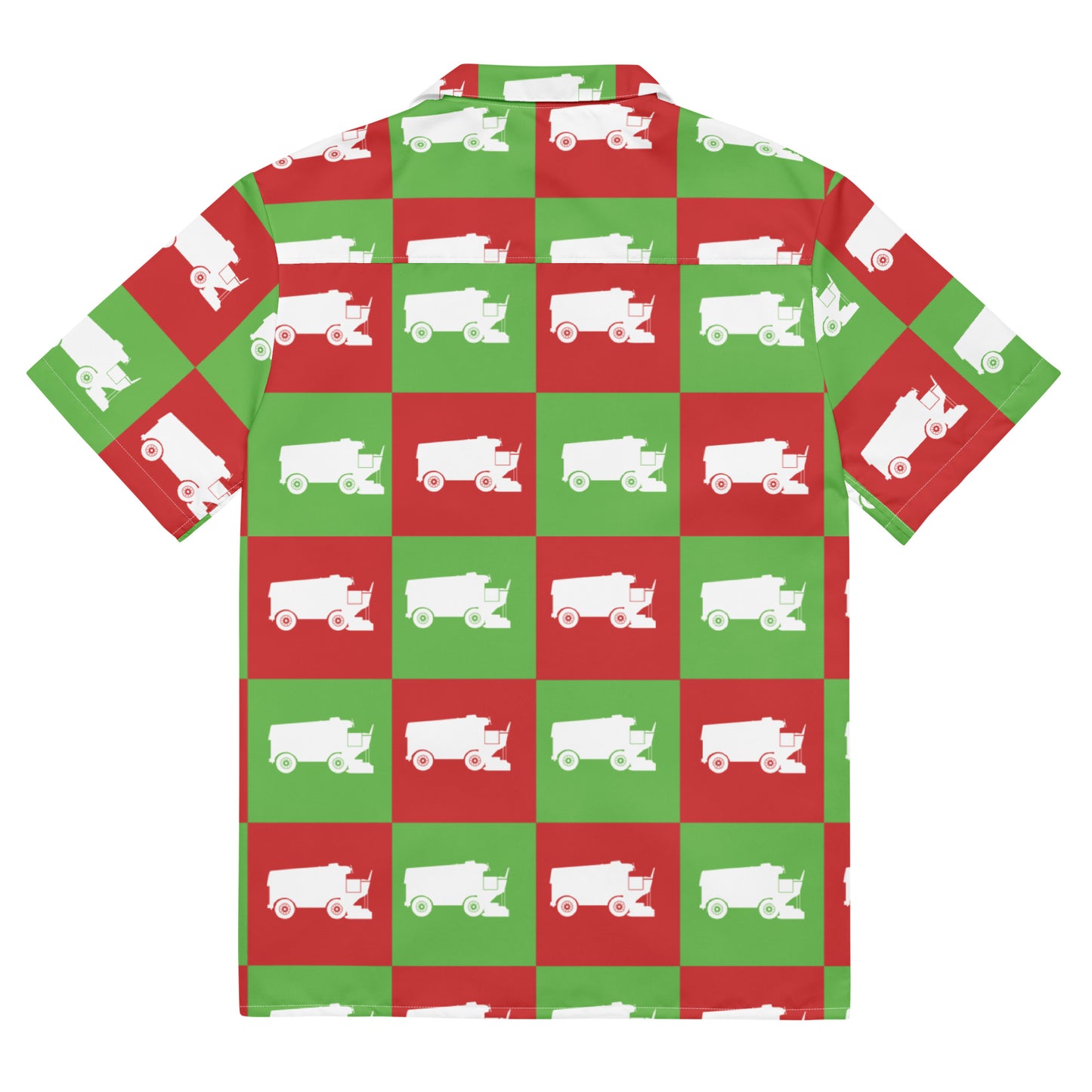 Zamboni Machine Holiday Block Print Button Up