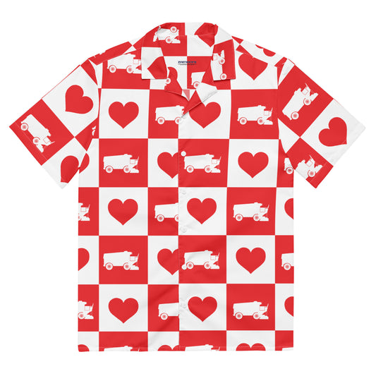 Zamboni Machine Valentine Block Print Button Up