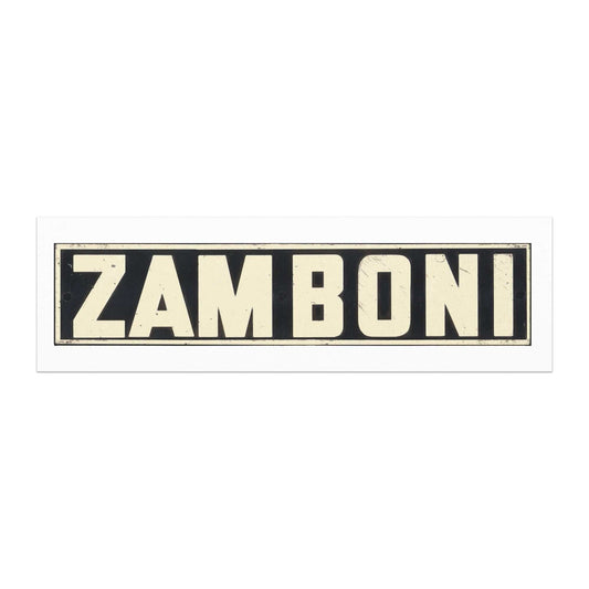 Original Zamboni nameplate magnet with matte finish and magnetic back