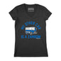 My Other Car Is A Zamboni black cotton V-neck T-shirt with blue lettering and a white-and-blue Zamboni graphic.