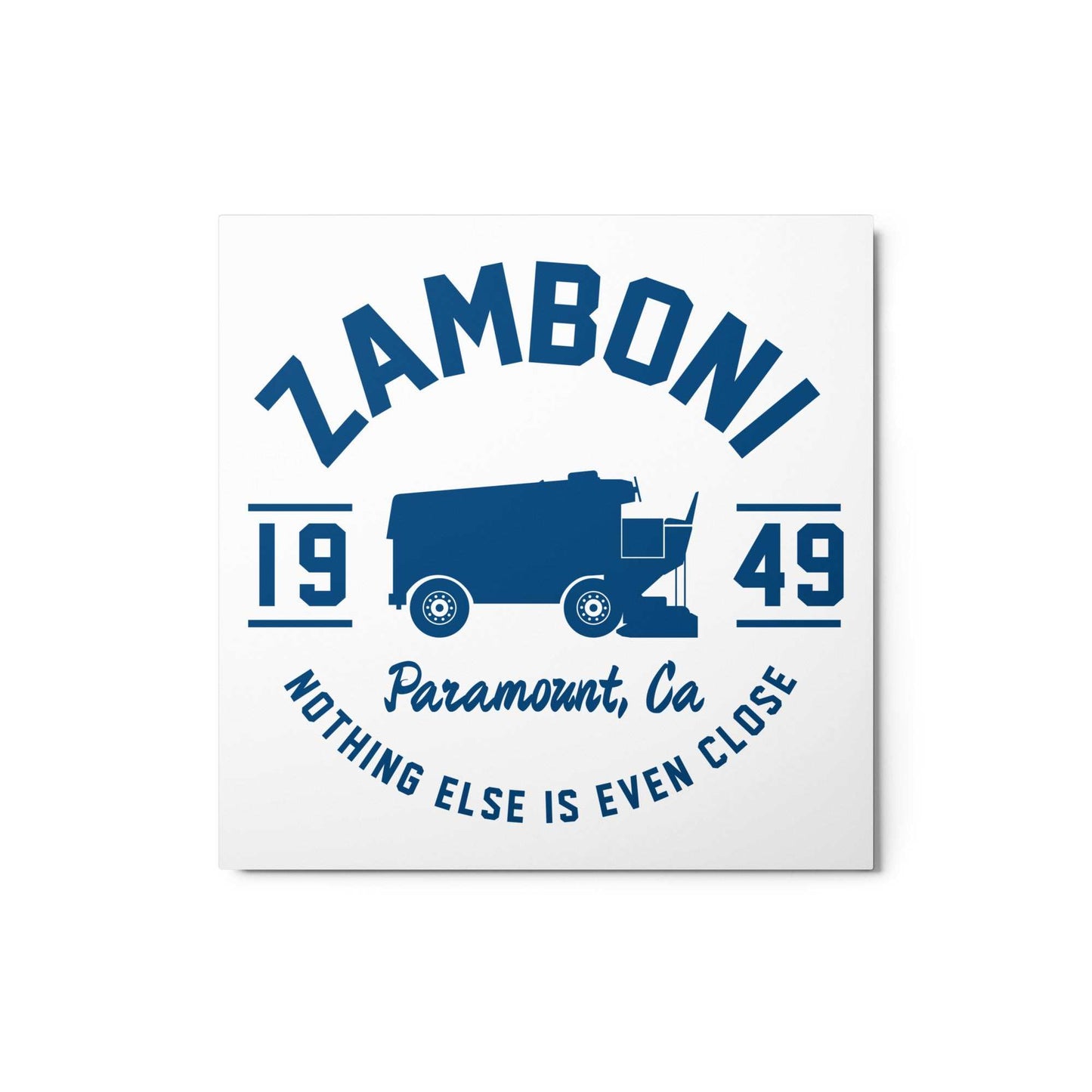 Zamboni Paramount California metal print artwork on aluminum with MDF frame, durable and scratch-resistant wall decor