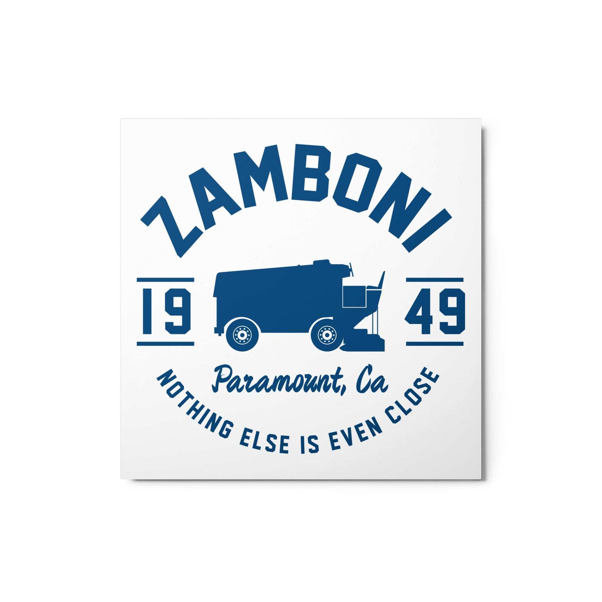 Zamboni Paramount California metal print artwork on aluminum with MDF frame, durable and scratch-resistant wall decor