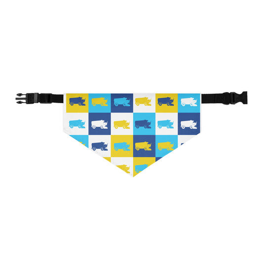 Zamboni Pop Art Pet bandana collar on adjustable black collar for dogs
