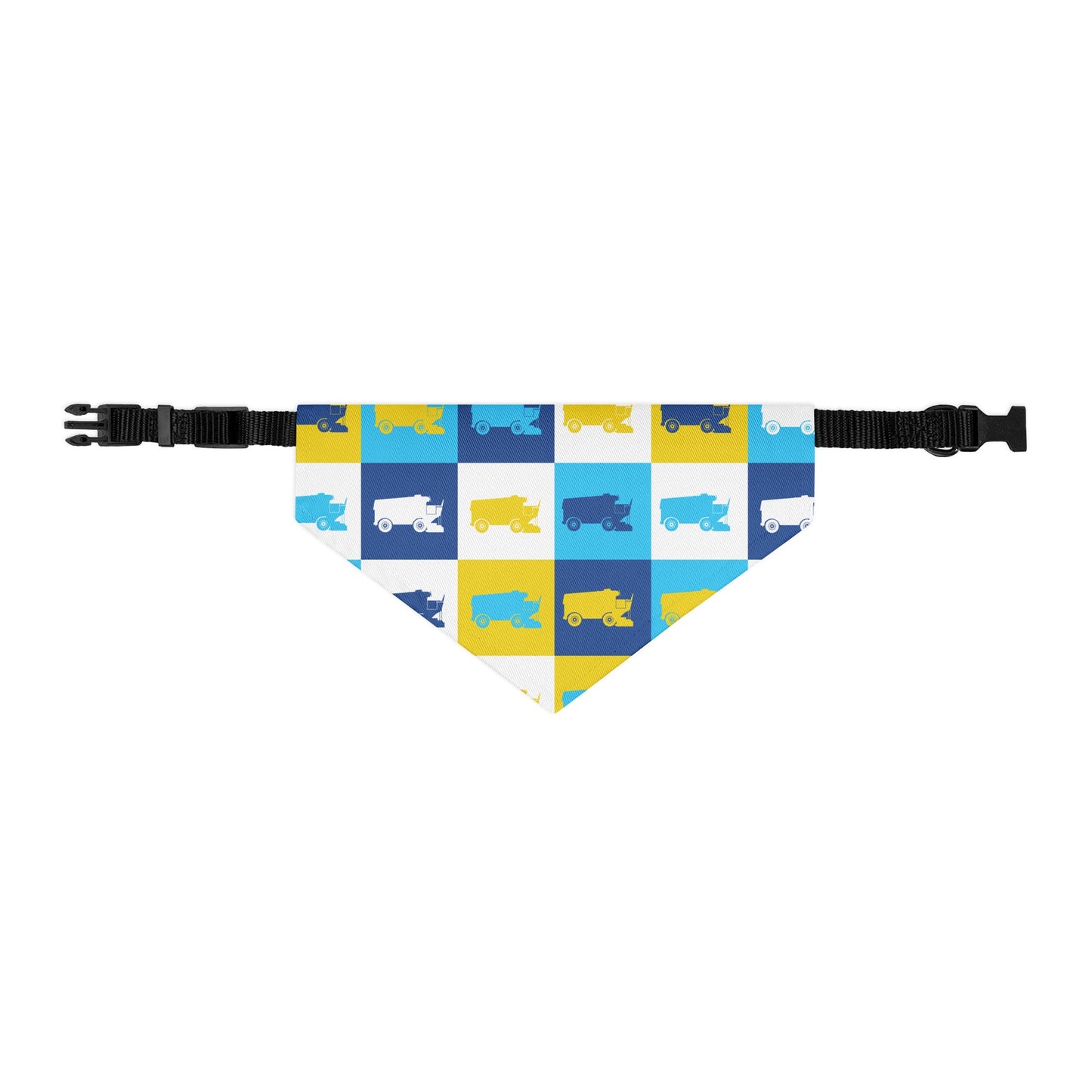 Zamboni Pop Art Pet bandana collar on black adjustable strap for dogs and cats