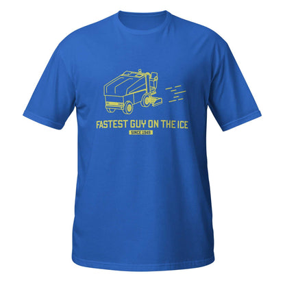 Black Zamboni Fastest Guy t-shirt made of 100% ring-spun cotton with double stitching and shoulder-to-shoulder taping