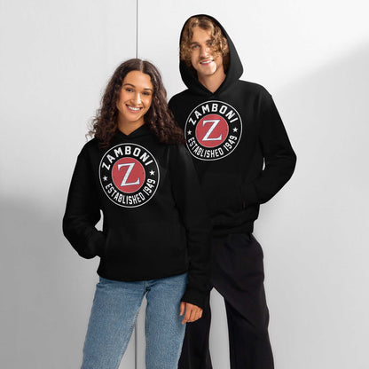 Oversized Zamboni distressed hoodie made of soft brushed fleece with roomy unisex fit and double-layered hood