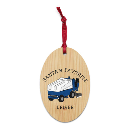 Santa's Favorite Zamboni Machine Driver Wooden Ornament